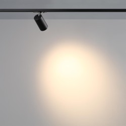 Novotech SELENE 359901 Современный трековый поворотный LED-светильник-спот направленного света для однофазной двухжильной системы BASE, 10Вт, 491Лм, 3000К, угол 36°, CRI90, UGR19, 220В, IP20, черный алюминий, длина 120 мм, ширина 55 мм, высота 87 мм