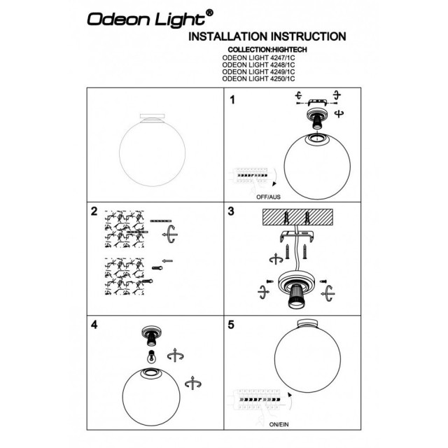 Настенно-потолочный светильник Odeon Light 4247/1C BOSCO IP44 под лампу 1xE27 5W