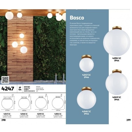 Настенно-потолочный светильник Odeon Light 4248/1C BOSCO IP44 под лампу 1xE27 9W