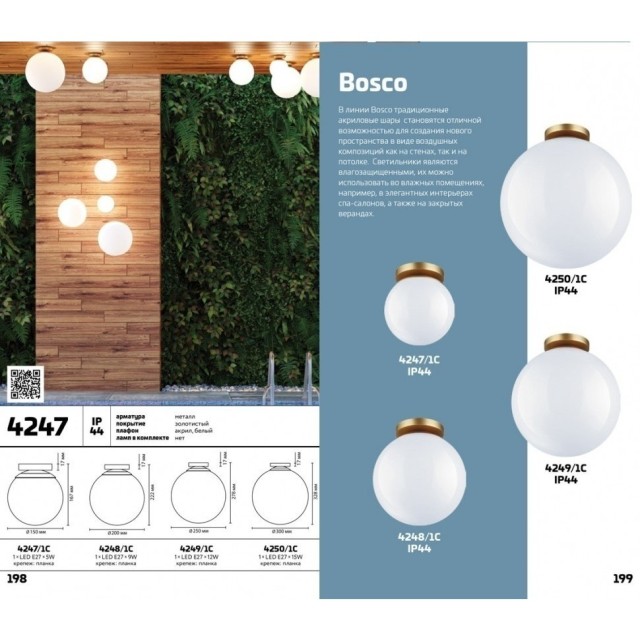 Настенно-потолочный светильник Odeon Light 4248/1C BOSCO IP44 под лампу 1xE27 9W