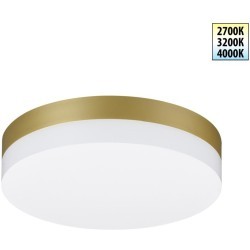 Novotech OPAL STREET 359732 Уличный настенно-потолочный LED-светильник, 12/15/18Вт, до 1890Лм, CCT перекл. цветовой температуры внутри корпуса 2700/3200/4000К, угол 120°, CRI90, 180-265В, IP65, золотой и белый поликарбонат, диаметр 204 мм, высота 45 мм
