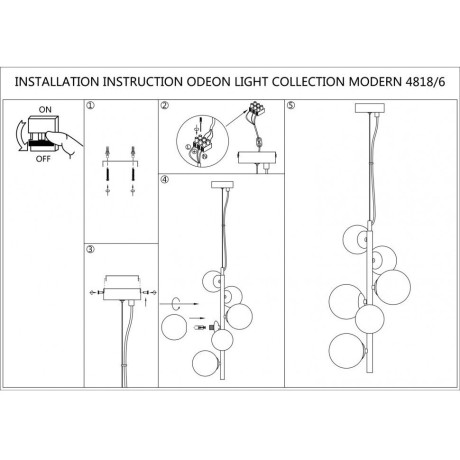 Подвесной светильник Odeon Light 4818/6 TOVI под лампы 6xG9 6*40W