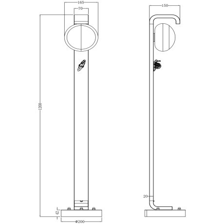 Уличный наземный светильник 120см IP54 G9 1*15W max LUMA 5434/1FA