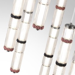 5456/210L Люстра каскадная в виде стеклянных разноцветных цилиндров Odeon Light LED 210W (30W*7) 4000K COLLIER