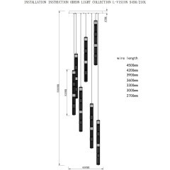 5456/210L Люстра каскадная в виде стеклянных разноцветных цилиндров Odeon Light LED 210W (30W*7) 4000K COLLIER