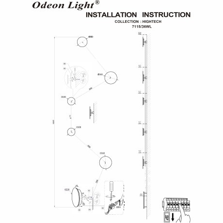 7115/36WL Настенный светильник Odeon Light HIGHTECH IP20 LED 36W Ra90 1620Лм 3000K 220-240V GALAXY (ВМЕСТО 4211/51WL)
