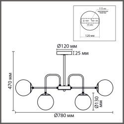 Люстра потолочная E27 9*60W 220V ELRONA 8375/9C