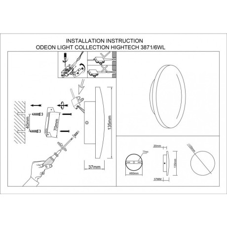 Настенно-потолочный светильник Odeon Light 3871/6WL ECLISSI светодиодный LED 6W