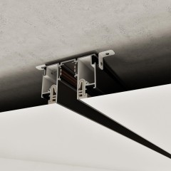 135328 Магнитный черный шинопровод 3м с универсальным креплением тканевых и ПВХ натяжных потолков Novotech CLAMP Lumfer