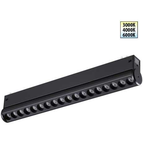 359948 Черный трековый линейный светильник с перекл. цв. температуры 3000;4000;6000К 18Вт 1170Лм CRI90 Novotech VECTOR
