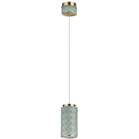 Odeon Light Exclusive LULU 5452/5L Декоративный светодиодный подвес-цилиндр с керамическим плафоном и основанием светлая бронза 5Вт 450Лм 3000K CRI80