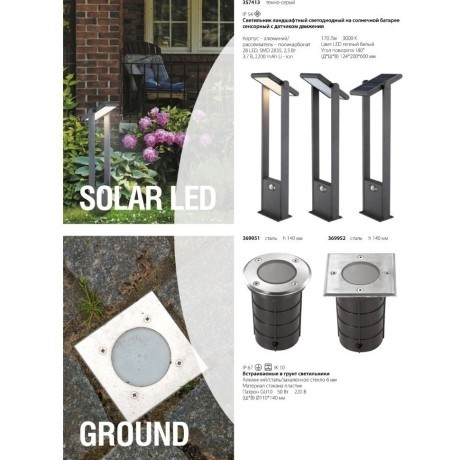 Уличный светильник встраиваемый в дороги и стены Novotech 369951 GROUND IP67 под лампу 1xGU10 9W