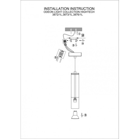 Подвесной светильник цилиндр Odeon Light 3873/1L KIKO под лампу 1xGU10 50W