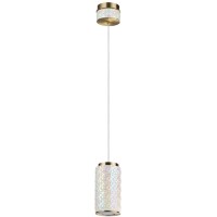 Odeon Light Exclusive LULU 5454/5L Декоративный светодиодный подвес-цилиндр с жемчужным керамическим плафоном и основанием светлая бронза 5Вт 450Лм 3000K CRI80