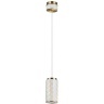 Odeon Light Exclusive LULU 5454/5L Декоративный светодиодный подвес-цилиндр с жемчужным керамическим плафоном и основанием светлая бронза 5Вт 450Лм 3000K CRI80