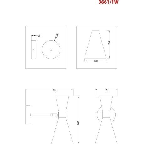 Бра Lumion 3661/1W QUINN под лампу 1xE14 60W