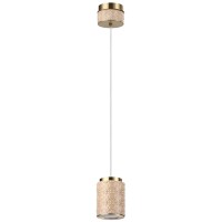 Odeon Light Exclusive LULU 5453/5L Декоративный светодиодный подвес-цилиндр с бежевым керамическим плафоном и основанием светлая бронза 5Вт 450Лм 3000K CRI80