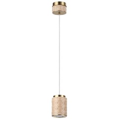 Odeon Light Exclusive LULU 5453/5L Декоративный светодиодный подвес-цилиндр с бежевым керамическим плафоном и основанием светлая бронза 5Вт 450Лм 3000K CRI80