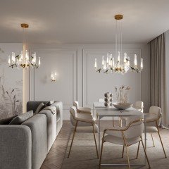 5431/6WL L-VISION ODL_EX24 11 золотой(под латунь)/белый градиент/беж./зеленый/ металл/стекло/керамика Бра LED 6W 4000K LARK