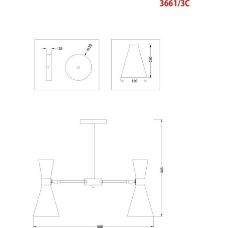Люстра потолочная Lumion 3661/3C QUINN под лампы 3xE14 3*60W