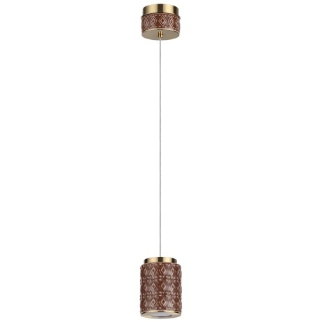 Odeon Light Exclusive LULU 5453/5LA Декоративный светодиодный подвес-цилиндр с коричневым керамическим плафоном и основанием светлая бронза 5Вт 450Лм 3000K CRI80
