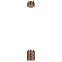 Odeon Light Exclusive LULU 5453/5LA Декоративный светодиодный подвес-цилиндр с коричневым керамическим плафоном и основанием светлая бронза 5Вт 450Лм 3000K CRI80