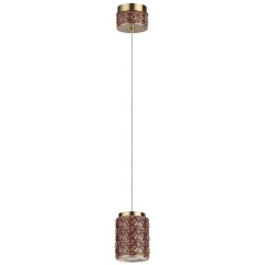 Odeon Light Exclusive LULU 5453/5LA Декоративный светодиодный подвес-цилиндр с коричневым керамическим плафоном и основанием светлая бронза 5Вт 450Лм 3000K CRI80