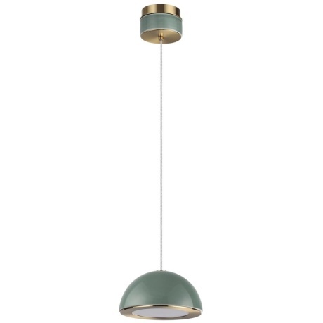 Odeon Light LULU 5452/6L Декоративный светодиодный подвесной светильник с зеленым керамическим плафоном и бронзовым основанием 6W 3000K CRI80 550Лм
