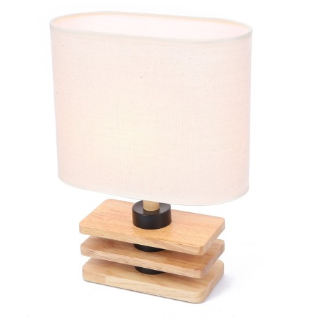 8205/1T COUNTY LN25 светлое дерево/бежевый, дерево/текстиль Настольная лампа E27 1*60W 220V MADERANA