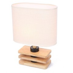 8205/1T COUNTY LN25 светлое дерево/бежевый, дерево/текстиль Настольная лампа E27 1*60W 220V MADERANA