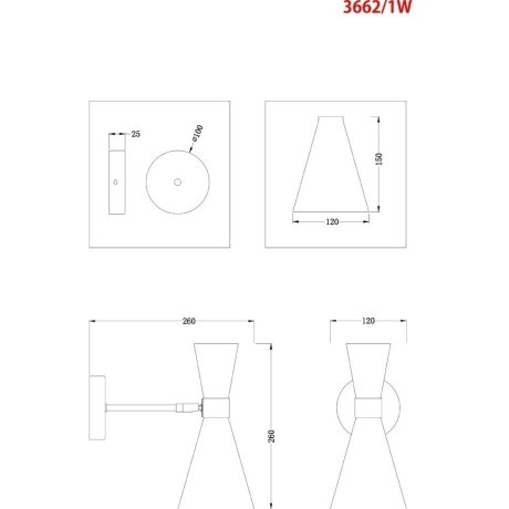 Бра Lumion 3662/1W QUINN под лампу 1xE14 60W