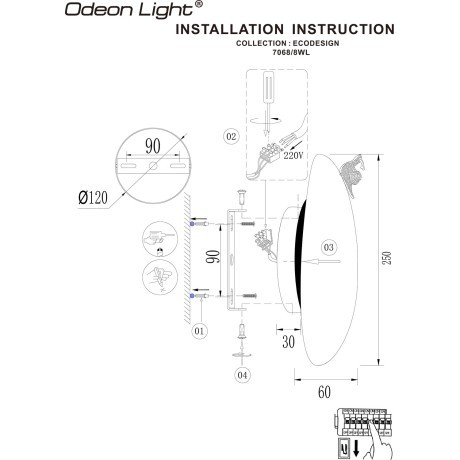 Настенный светильник ODEON LIGHT  IP20 LED 8W 390Лм 3000K VALLEY 7068/8WL