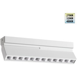Novotech EOS 359763 Белый накладной поворотный светодиодный светильник книжка шириной 20см, глазковые светодиоды, CCT перекл. цветовой температуры на драйвере, LED 12Вт 540Лм CRI90 26° 2700;3200;4000К IP20 220В, коэф. пультсации < 1%
