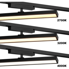 Novotech STRATUS 359772 Черный однофазный двужильный трековый светодиодный светильник, линейный 30см, поворотный, CCT перекл. цветовой температуры, LED 18Вт 1080Лм 2700;3200;4000К CRI90 105° IP20 220В, коэф. пульсации < 1%