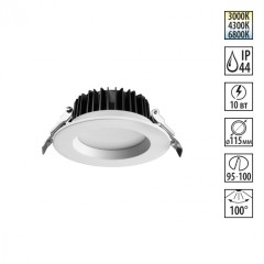 Светильник встраиваемый с переключателем цветовой температуры IP44 LED 10W 3000К\4000К\6000К Novotech DRUM 359413
