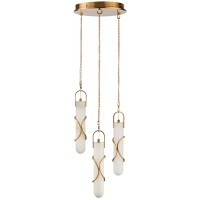 Odeon Light Parma 6672/30L Каскадный подвесной LED-светильник в стиле модерн, 30Вт, 2100Лм, CCT переключение цвет. температуры 3000/3500/4000К, CRI90, 220В, бронзовый металл и натуральный алебастр, высота 1886 мм, общий диаметр 300 мм, IP20