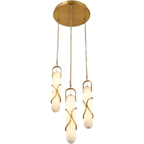 Odeon Light Parma 6672/30L Каскадный подвесной LED-светильник в стиле модерн, 30Вт, 2100Лм, CCT переключение цвет. температуры 3000/3500/4000К, CRI90, 220В, бронзовый металл и натуральный алебастр, высота 1886 мм, общий диаметр 300 мм, IP20