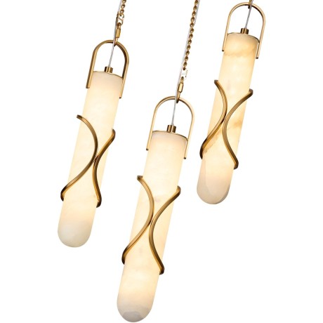Odeon Light Parma 6672/30L Каскадный подвесной LED-светильник в стиле модерн, 30Вт, 2100Лм, CCT переключение цвет. температуры 3000/3500/4000К, CRI90, 220В, бронзовый металл и натуральный алебастр, высота 1886 мм, общий диаметр 300 мм, IP20
