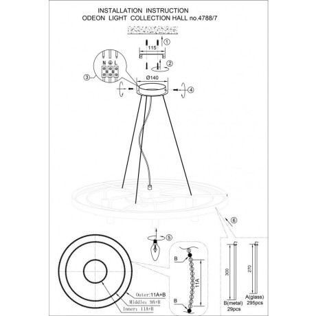 Люстра подвесная Odeon Light 4788/7 YORK под лампы 7xE14 7*40W