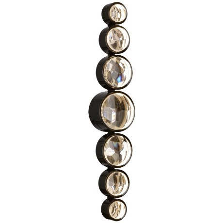 Odeon Light SPILLA 7174/15WL Настенный LED-светильник в стиле модерн, 15Вт, 1150Лм, CCT переключение цвет. температуры 3000/3500/4000К, CRI90, 220В, IP20, черный полированный металл и хрусталь, высота 688 мм, ширина 130 мм, глубина 92 мм
