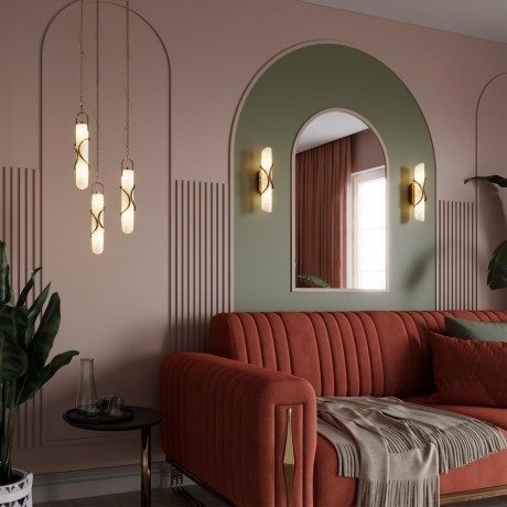 Odeon Light PARMA 6672/10WL Настенный LED-светильник в стиле модерн, 40Вт, 800Лм, CCT переключатель цветовой температуры на корпусе 3000/3500/4000К, CRI90, 220В, IP20, белый алебастр и бронзовый металл, высота 400 мм, ширина 82 мм, глубина 115 мм