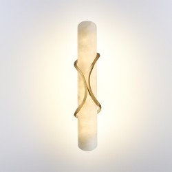 Odeon Light PARMA 6672/10WL Настенный LED-светильник в стиле модерн, 40Вт, 800Лм, CCT переключатель цветовой температуры на корпусе 3000/3500/4000К, CRI90, 220В, IP20, белый алебастр и бронзовый металл, высота 400 мм, ширина 82 мм, глубина 115 мм
