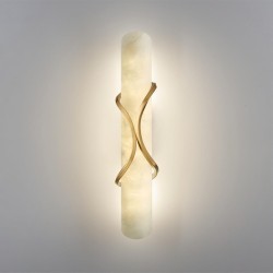 Odeon Light PARMA 6672/10WL Настенный LED-светильник в стиле модерн, 40Вт, 800Лм, CCT переключатель цветовой температуры на корпусе 3000/3500/4000К, CRI90, 220В, IP20, белый алебастр и бронзовый металл, высота 400 мм, ширина 82 мм, глубина 115 мм