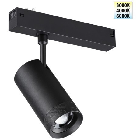 359961 Черный трековый спот с изм. углом рассеивания света 15-55° и перекл. цв. температуры 3000;4000;6000К 220В 15Вт 830Лм CRI90 Novotech VECTOR