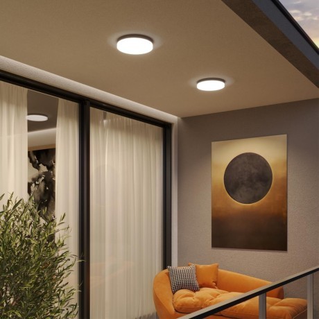 Novotech OPAL STREET 359730 Уличный круглый настенно-потолочный LED-светильник, перекл. мощности 20/25/30Вт 3140Лм, CCT перекл. цветовой температуры 2700/3200/4000К, CRI90, 220В, IP65, черный поликарбонат и белый рассеиватель, диаметр 264 мм, высота 45 мм