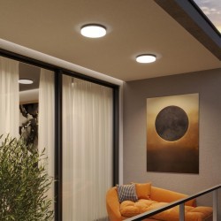Novotech OPAL STREET 359730 Уличный круглый настенно-потолочный LED-светильник, перекл. мощности 20/25/30Вт 3140Лм, CCT перекл. цветовой температуры 2700/3200/4000К, CRI90, 220В, IP65, черный поликарбонат и белый рассеиватель, диаметр 264 мм, высота 45 мм