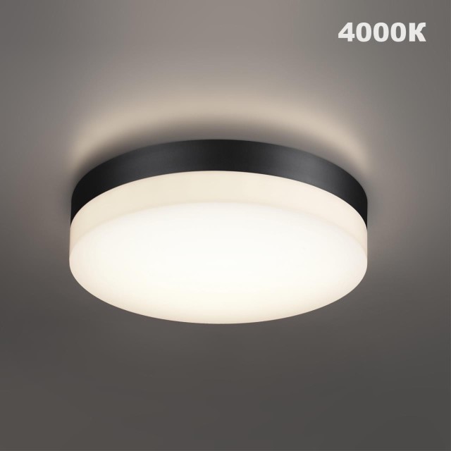 Novotech OPAL STREET 359730 Уличный круглый настенно-потолочный LED-светильник, перекл. мощности 20/25/30Вт 3140Лм, CCT перекл. цветовой температуры 2700/3200/4000К, CRI90, 220В, IP65, черный поликарбонат и белый рассеиватель, диаметр 264 мм, высота 45 мм