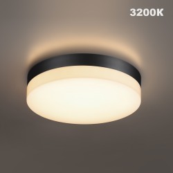 Novotech OPAL STREET 359730 Уличный круглый настенно-потолочный LED-светильник, перекл. мощности 20/25/30Вт 3140Лм, CCT перекл. цветовой температуры 2700/3200/4000К, CRI90, 220В, IP65, черный поликарбонат и белый рассеиватель, диаметр 264 мм, высота 45 мм