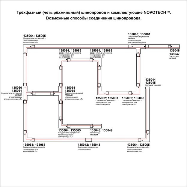 Заглушка торцевая 1шт для трехфазных шинопроводов Novotech 135045