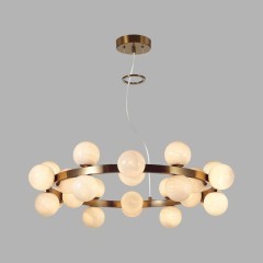 7109/24 Подвесная люстра 90см латунным металлом и стеклянными плафонами, 24 лампы G9 макс 5Вт ODEON LIGHT MAGIA